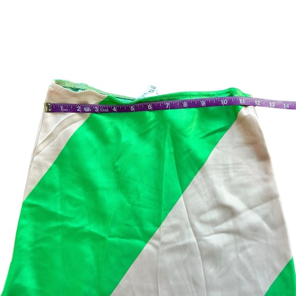 Topshop Wide Stripe Maxi Skirt Neon Green Cream Size 2 NWT - Picture 8 of 11